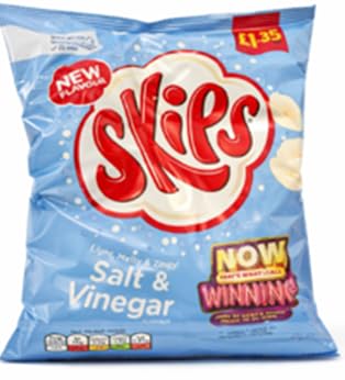 Skips Salt and Vinegar Crisps 16 x 45g Packs Light Melty Potato Snacks Bulk Buy for Lunchboxes and Parties