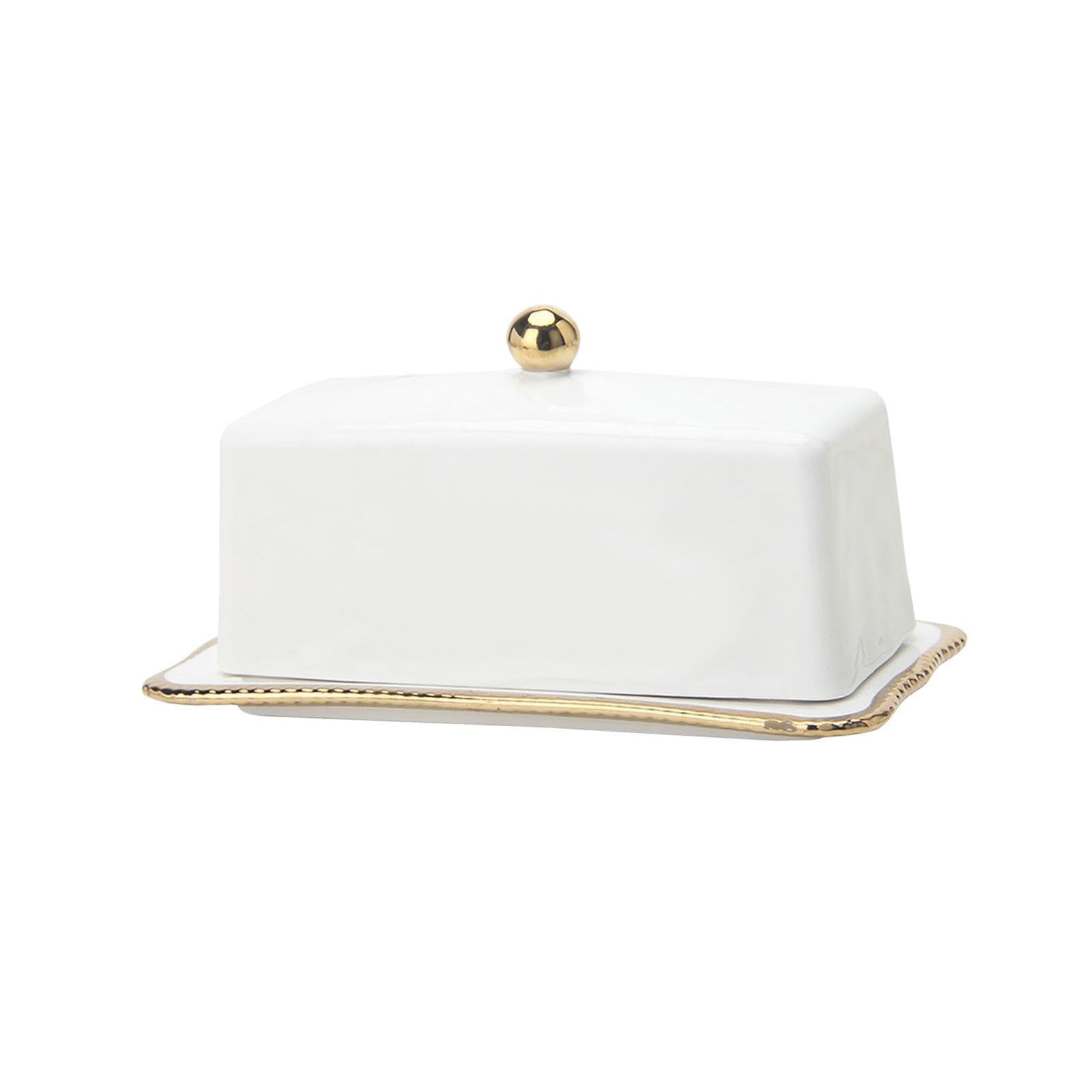 Mantequera de porcelana con tapa, gran capacidad, caja para conservar alimentos frescos, recipiente de cerámica elegante y minimalista, gran capacidad, recipiente de