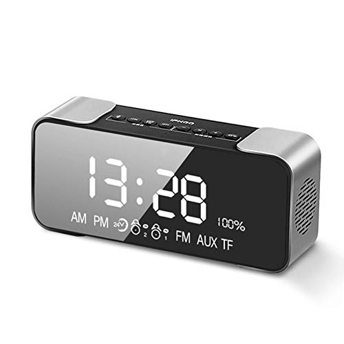 Lautsprecher Bluetooth 5.0 Lautsprecher Tragbare drahtlose Lautsprecher Bass LED Wecker TF-Karte FM drahtloser Lautsprecher