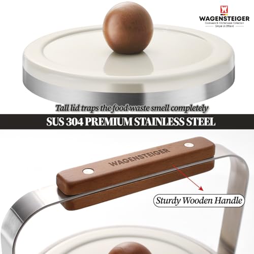 Wagensteiger 1656 Kitchen Countertop Compost Bin 0.8 Gals/3Liters With An Airtight Lid, Convenient Size & Stylish Design, Sus304 Premium Stainless Steel Kitchen Waste Food Scraps Basket Bucket thumb #1