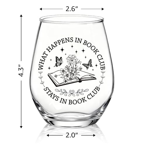 XQLZY What Happens In Book Club Stays In Book Club Stemless Wine Glass, Funny Reading Wine Glass Gifts for Lady Reader, Christmas Birthday Thanksgiving Gifts for Women Mom Aunt BFF by XQLZY - Used condition - Image 2