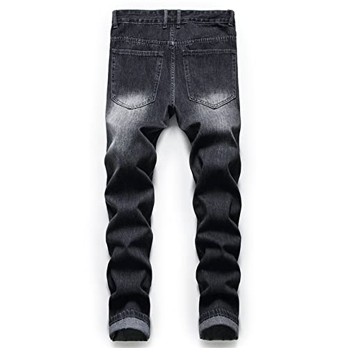 Maiyifu-GJ Men's Retro Ripped Patches Jeans Regular Fit Destroyed Distressed Patch Jean Straight Leg Hip Hop Denim Pants2