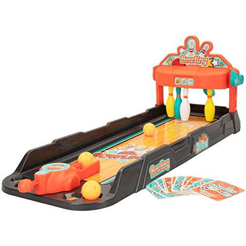 ColorBaby 49837 - Juego de mesa Bolos con 3 bolas para lanzamiento / Juguetes para niños, regalos originales, juegos de mesa para niños / Mini Bolera, Multicolor, Bowling