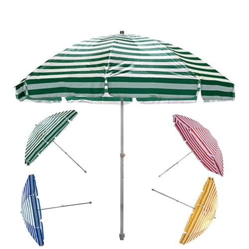 Sombrilla grande portátil de playa de 200, 220 y 250 cm, con protección UV para terraza, patio, jardín, patio, ligera y fácil de instalar (azul, diámetro 170 cm)