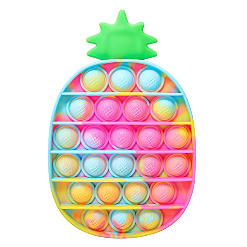 EVERMARKET Push Pop Bubble Fidget Sensory Toy,Bubble Popper Stress Reliever Silicone Squeeze Toy,Anxiety Relief Tools Educational Popping Game for Kids and Adults(Tie Dye,Pineapple)