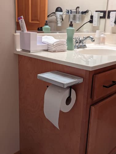 Toilet Paper Holder Wooden Shelf - Rustic Toilet Paper Roll Holder, Wall Mounted Tissue Roll Holder With Shelf And Black Metal, Toilet Paper Hanger For Bathroom And Washroom #TOP5