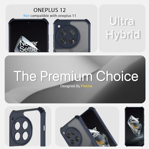 Image of Pikkme Ultra Hybrid Back Cover for OnePlus 12 5G | Raised Edges |Crystal Clear Transparent | Full Camera Protection Bumper Case (Blue)