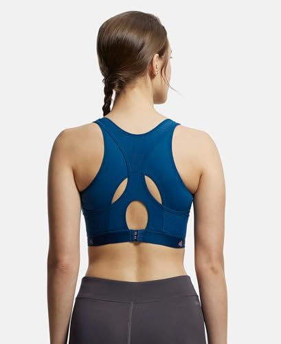 Image of Jockey AP20 Women Wirefree Padded Tactel Nylon Elastane Stretch Full Coverage Racerback Styling Active Sports Bra with StayFresh and StayDry Treatment