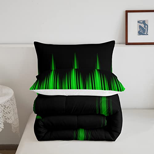 Image of Feelyou Geometric Abstract Ombre Comforter Set Green and Black Comforter Gradient Dark Simple Style Bedding Set Modern Abstract Art Duvet Set Room Decor Quilt Set King Size