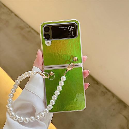 Étui Galaxy Z Flip4 vert laser avec cordon lanière pour soirée