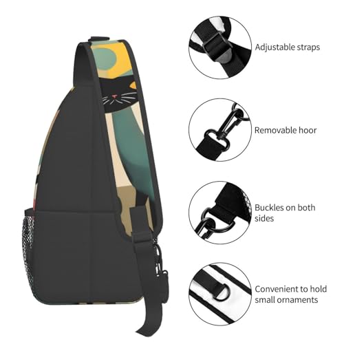Morrales de senderismo tipo bolso cruzado con estampado de gato miniatura 5