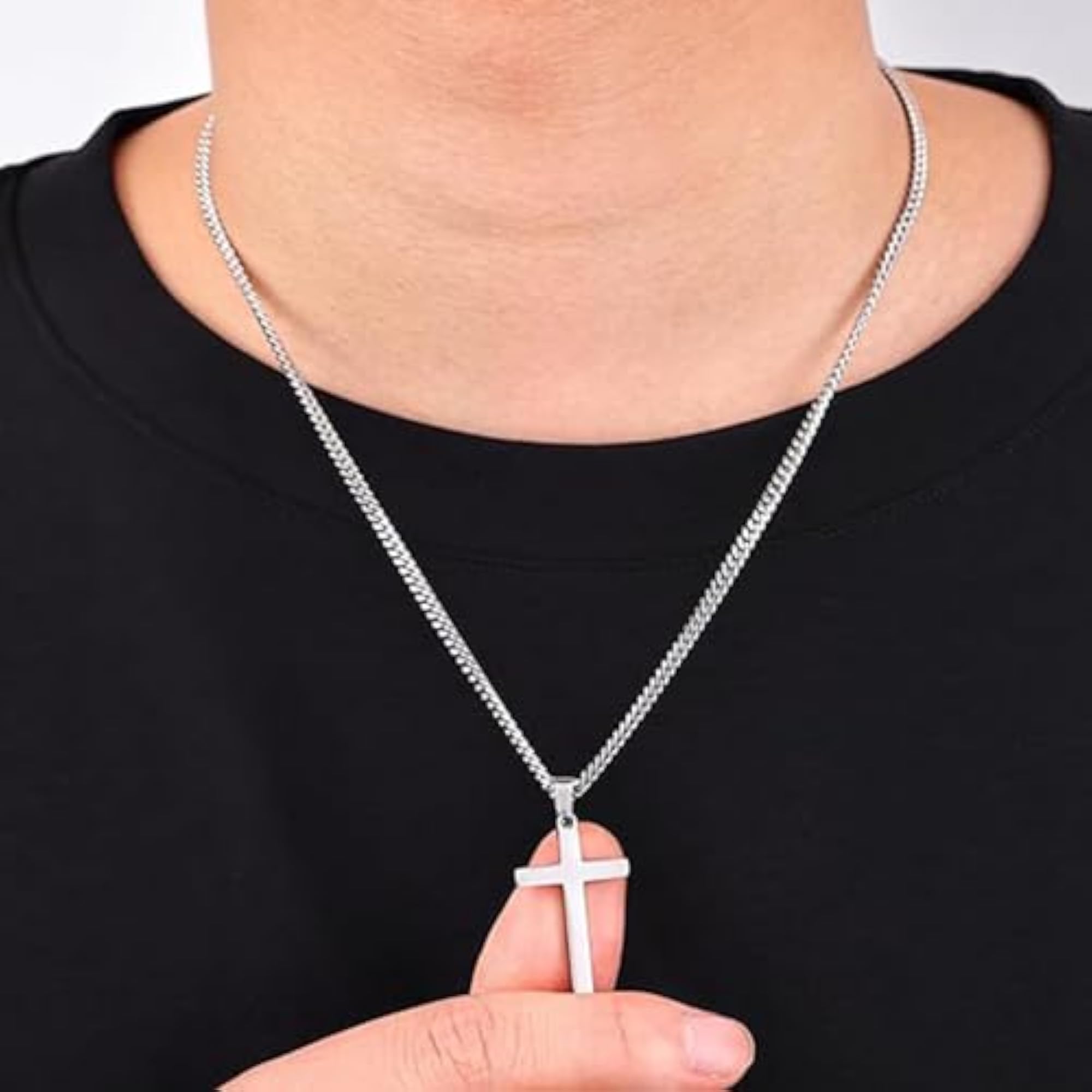 Men's Cross Pendant Stainless Steel Necklace