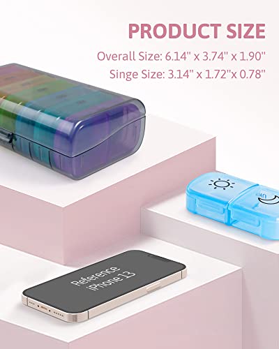 Image of Weekly Pill Organizer 2 Times a Day with Same-Side Large Opening for Easy Filling & Retrieving, Color Tracking 7 Day AM PM Pill Box with BPA Free Pill Case for Vitamins,Fish Oils（Black