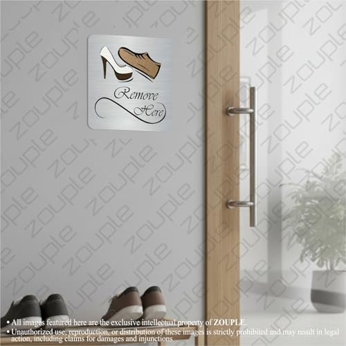 Image of REMOVE YOUR SHOES Sign, 8x8 Inch, Durable Steel, Dual Mount