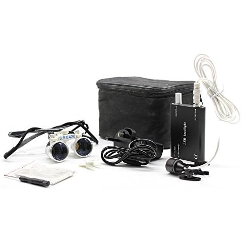 BoNew-Oral 3.5X420 Medizin Loupes Binokularlupen Kopflupe Lupenbrille LED Headlight Lamp Cover