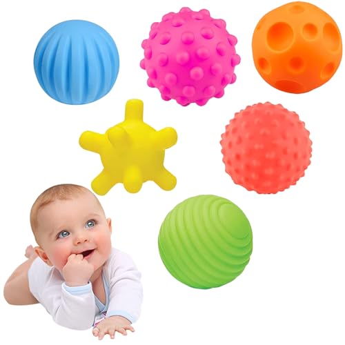 Preescolar, Toy XIaoyaNgkejI Pelotas Sensoriales para Niños, 6 Piezas Pelota Sensorial Táctil, Pelota de Agarre Texturizada de Reconocimiento de Color, Pelota Blanda con...
