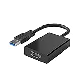USB zu HDMI Adapter, USB 3.0/2.0 zu HDMI Adapter Konverter, Multi Monitor HD Audio Video Video Adapter 1080P USB3.0/2.0 zu HDMI Kompatibel mit Windows10/8.1/8/7 Vista (Schwarz)
