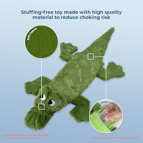 Image of Best Pet Supplies 2-in-1 Fun Skin Stuffless Dog Squeaky Toy Alligator, Small