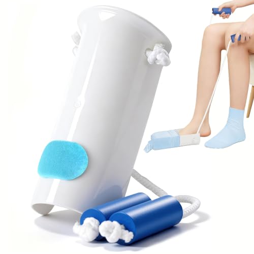 Sock Aid, Sock Aid Device for Seniors, Sock Helpers to Put on Your Socks with Foam Handles,Sock Assistant Device no Bending Easy On Easy Off, Sock Aide for Elderly, Pregnant, Diabetics（3.95" White）