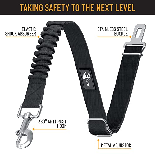 Active Pets Dog Seatbelt, Adjustable Safety Dog Seat Car Harness, Dog Seat Belt For Pets - Durable Dog Seatbelts For Cars - Dog Car Seat Belt For Dogs, Dog Seat Belts For Large Dogs, Medium, & Small #TOP2