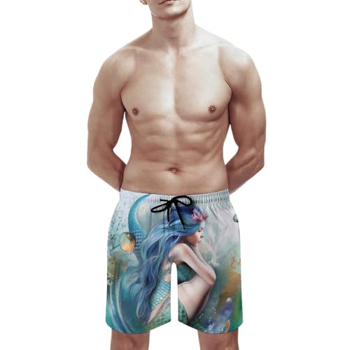 Mens Shorts Mermaid Men Swim Trunks Quick-Dry Beach Shorts with Drawstring Pocket Bathing Suit3