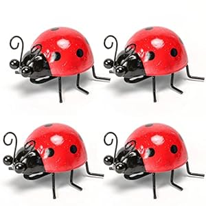 Metal Garden Decor for Outside Cute Ladybugs Yard Art Lawn Ornaments Wall Sculptures & Statues Outdoor Fence Decorations for Patio - Set of 4 Metal Garden Decor for Outside Cute Ladybugs Yard Art Lawn Ornaments Wall Sculptures Statues Outdoor Fence Decorations for Patio Set of 4