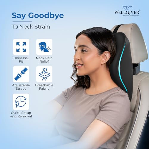 Image of WELLGIVER 3-in-1 Memory Foam Car Comfort Combo - Neck Pillow, Lumbar Back Support & Seat Cushion | Ergonomic Car Seat Cushion Set for Neck, Back & Tailbone Support