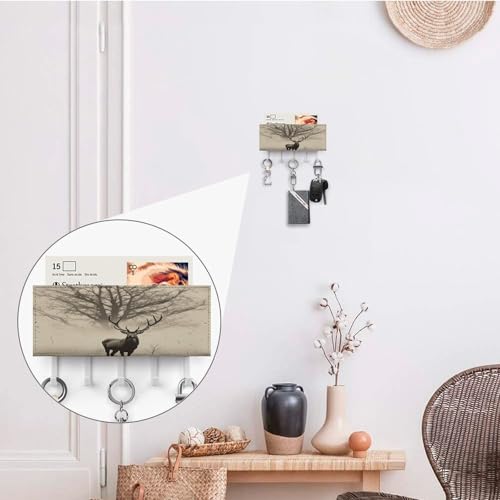 Fácil instalación para este estante de pared de granja con 5 ganchos 5