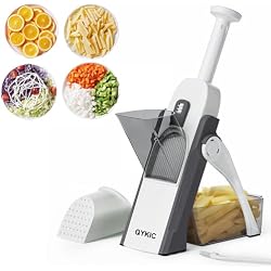 QYKIC Safe Mandoline Slicer,Vegetable Potato Slice Food Cutter for Kitchen,Thickness Adjustable Upright Veggie Chopper for Fast Meal prep (Gray)