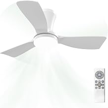 Airwit 36" Ceiling Fan with Light and Remote Control, 3 ABS Blades | Flush Mount, Dimmable LED, Silent DC Motor, 6 Speed, 3 Colour Temperatures for Bedroom, Living Room and Kitchen
