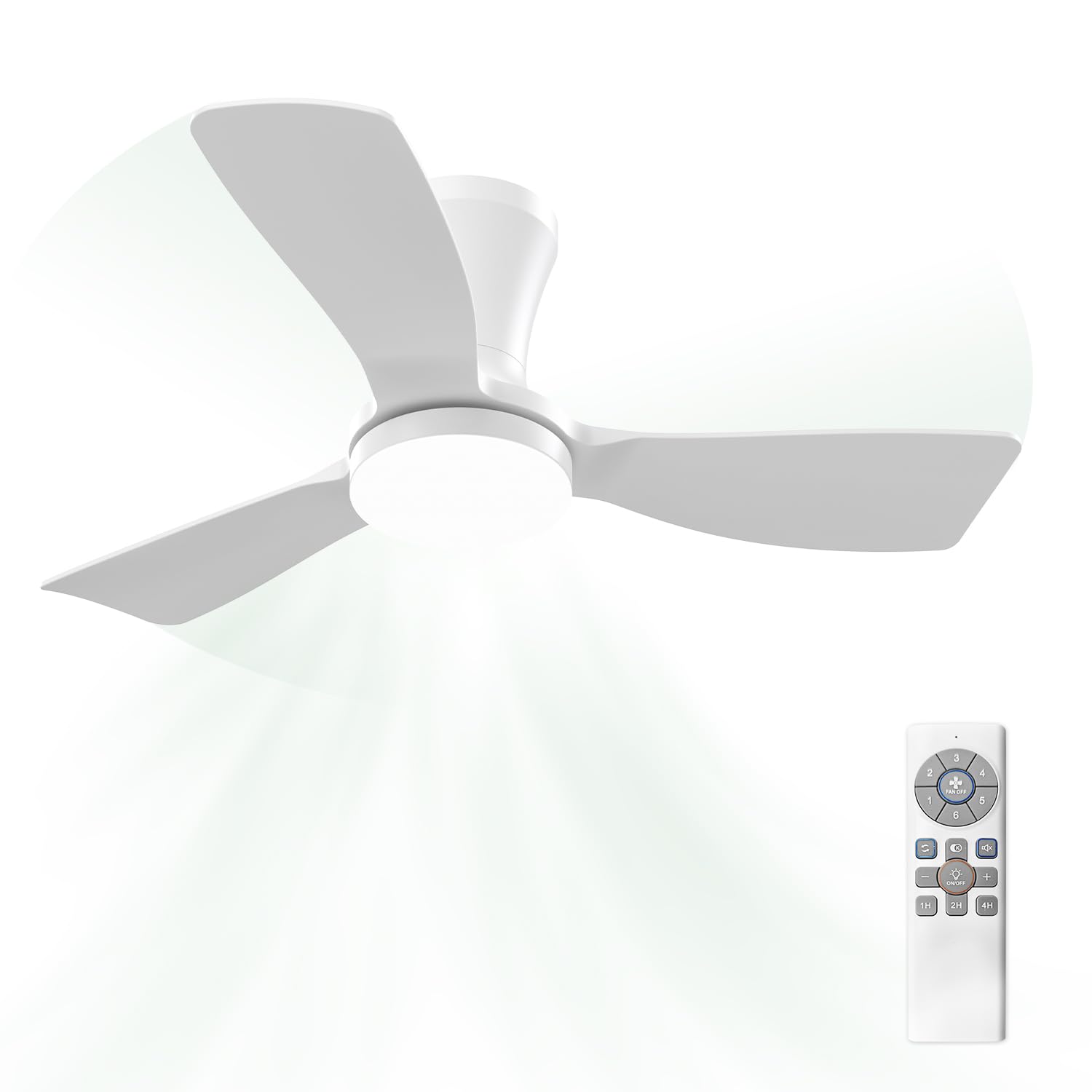 Airwit 91cm Ventilatore da Soffitto con Luce e Telecomando, 3 Pale in ABS, Lampada LED Dimmerabile, Motore DC Silenzioso, 6 Velocità, 3 Temperature di Colore per Camera da Letto, Soggiorno e Cucina
