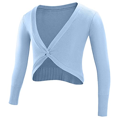 Girls Ballet Gymnastics Dance Wrap Jacket Long Sleeve Knitted Cardigan Sweater Top Coat Outerwear Dancewear