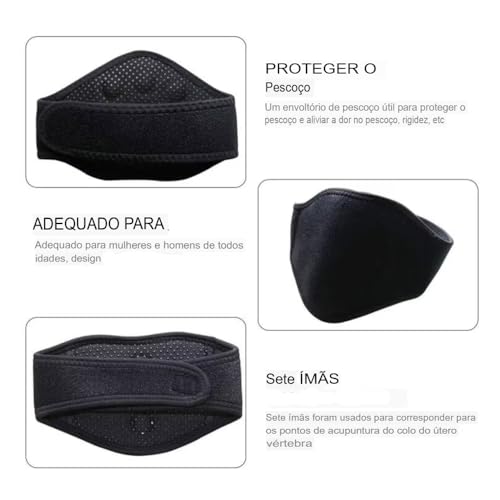 Cinta Colar Suporte Cervical Para Pescoço e Nuca, Magnético, Autoaquecimento, Infravermelho, Imã, Tu