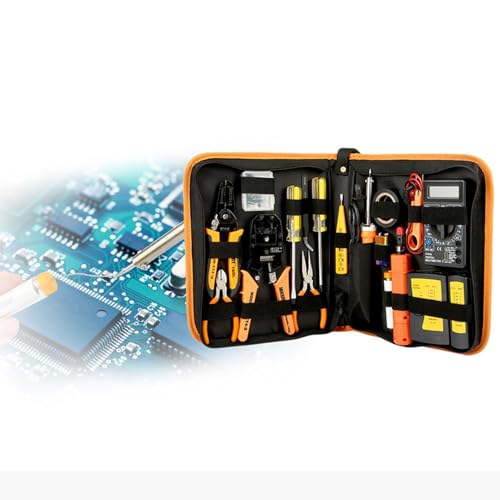 Kit d'outils de réparation de réseau portable 17 pièces, sac en tissu Oxford haute intensité, outils essentiels pour installations électroniques et réseaux ou réparations