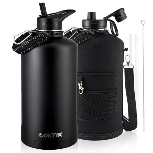 COKTIK 128oz Insulated Water Bottle with Carrying Strap
