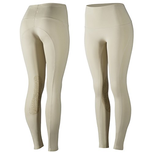 HORZE Women's Ladies Light Brown Silicone Knee Patch Lightweight Riding Breeches (US 32/EU 44)