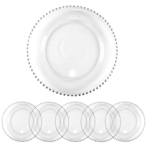 StarLuckINT 6er-Pack Platzteller aus Kunststoff mit Perlen, runde Kunststoff-Platzteller, 33 cm, elegante Dekor-Essteller, für Partys...