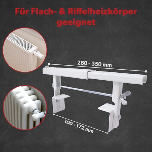 siwitec Universal-Heizkörperkonsole 260 x 35 x 1,5 mm im 2er-Set, vormontiert, weiß, für Flach- oder Rippenheizkörper