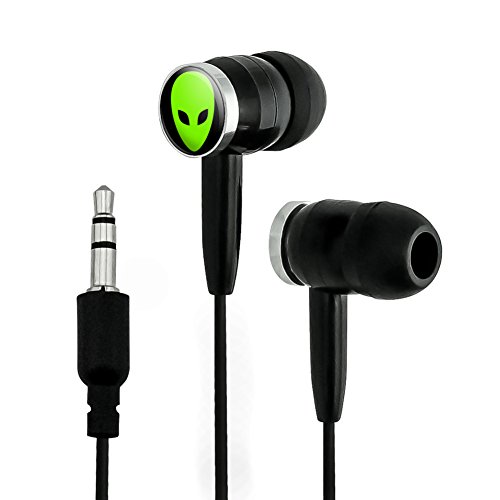 GRAPHICS & MORE Alien Head Roswell Novelty in-Ear Earbud Headphones - Black