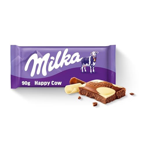 Milka Happy Cows Alpine Milk & White Chocolate Bar 90 g (1-Pack)