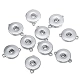 Teensery 10 Pcs 18mm Blank Hang Snap Base Pendant Double Holes Interchangeable Snap Pendant Charm for DIY Necklace Bracelet Jewelry Making Supplies