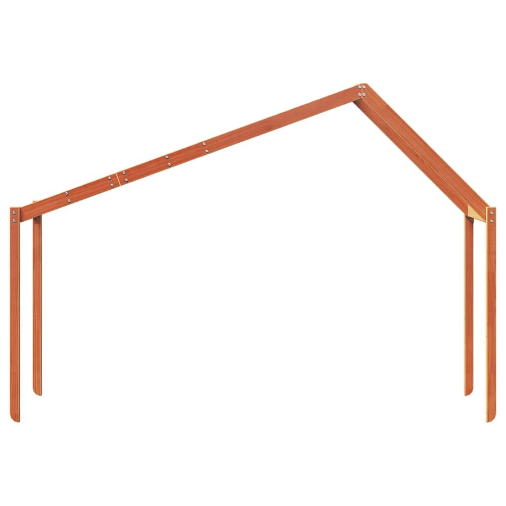Techo para cuna de madera de pino maciza, color marrón cera, 213 x 95,5 x 144,5 cm, diseño abierto, apto como accesorio de cama para habitación infantil y zona de juegos