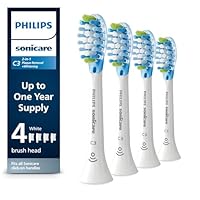 Philips Sonicare C3 Two-in-One - Genuine Replacement Electric Toothbrush Heads, White, 4 Pack One Year Supply, HX9044/65