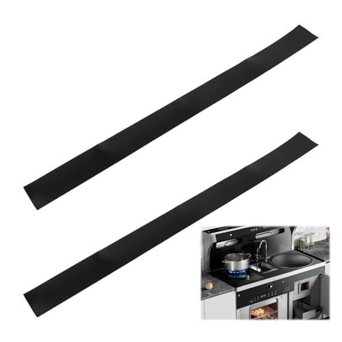 2 Stück Silikon-Ofen Spaltabdeckung, 64 Cm Lang – Praktische Lückenfüller Für Herd Und Küchenarbeitsplatte – Dichtet Verschüttete Flüssigkeiten Ab – Hitzebeständig Und Waschmaschinenfest (Schwarz)