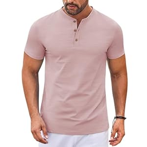 COOFANDY Mens Henley Shirts Short Sleeve Casual Stylish T Shirts Lightweight Summer Basic Tee Tops