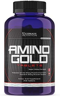 Ultimate Nutrition Amino Gold Tablets- Branch Chain Amino Acids Supplement for Muscle Building, Workout Recovery, Lean Muscle, and Athletic Performance- Whey Protein Isolate, 250 Tablets