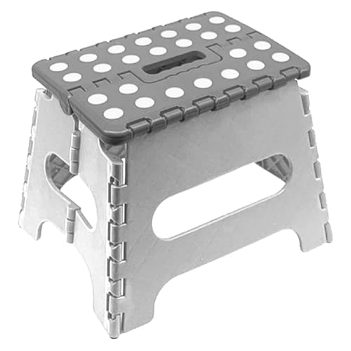 AC - Taburete Plegable - Fabricado en PVC - Multiusos de plástico Resistente y Duradero. Ideal para escuelas, guarderías u hogar - 21 x 17 x 18 cm - Blanco