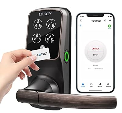 Lockly Secure Plus, RFID Card Smart Lock, Keyless Entry Door Lock, PIN Genie® Keypad, 3D Fingerprint Biometric Sensor, Auto Lock - Venetian Bronze (PGD628FCVB) - Latch Edition