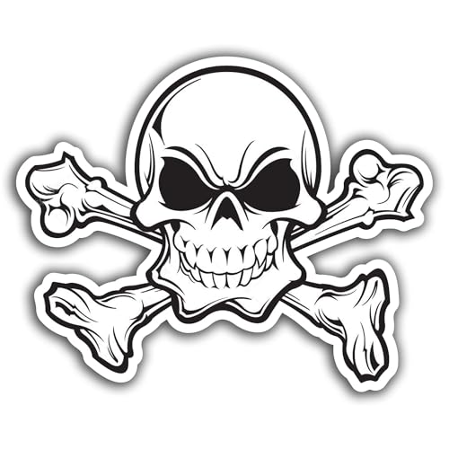 2 (Pieces) 3' and 5' Skull and Crossbones Sticker,...