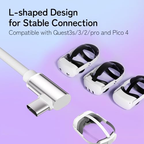 Image of Saqico 16FT Quest Link Cable for Oculus /Quest 3 /Meta Quest 3S, Quest 2 /Pro /Pico 4, USB 3.0 Data Cable to USB C Link Cable with 5Gbps Super High Speed VR Accessories for Virtual Reality Quest Headset